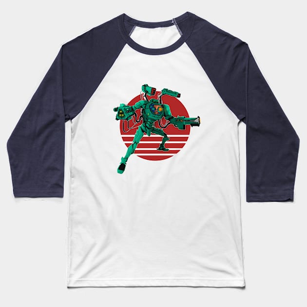 Green Dragon Battle Droid Baseball T-Shirt by Oshima Design